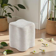 Get Set Style 14.4 Inch Flowers Shaped Ottoman,Modern Chenille Ottoman Vanity Stool for Living Room Comfortable Pouf Extra Seating,Stylish Sofa Foot Rest (Beige)