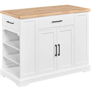 Yaheetech Rolling Kitchen Island Cart with 3 Drawers & Open Shelves, White