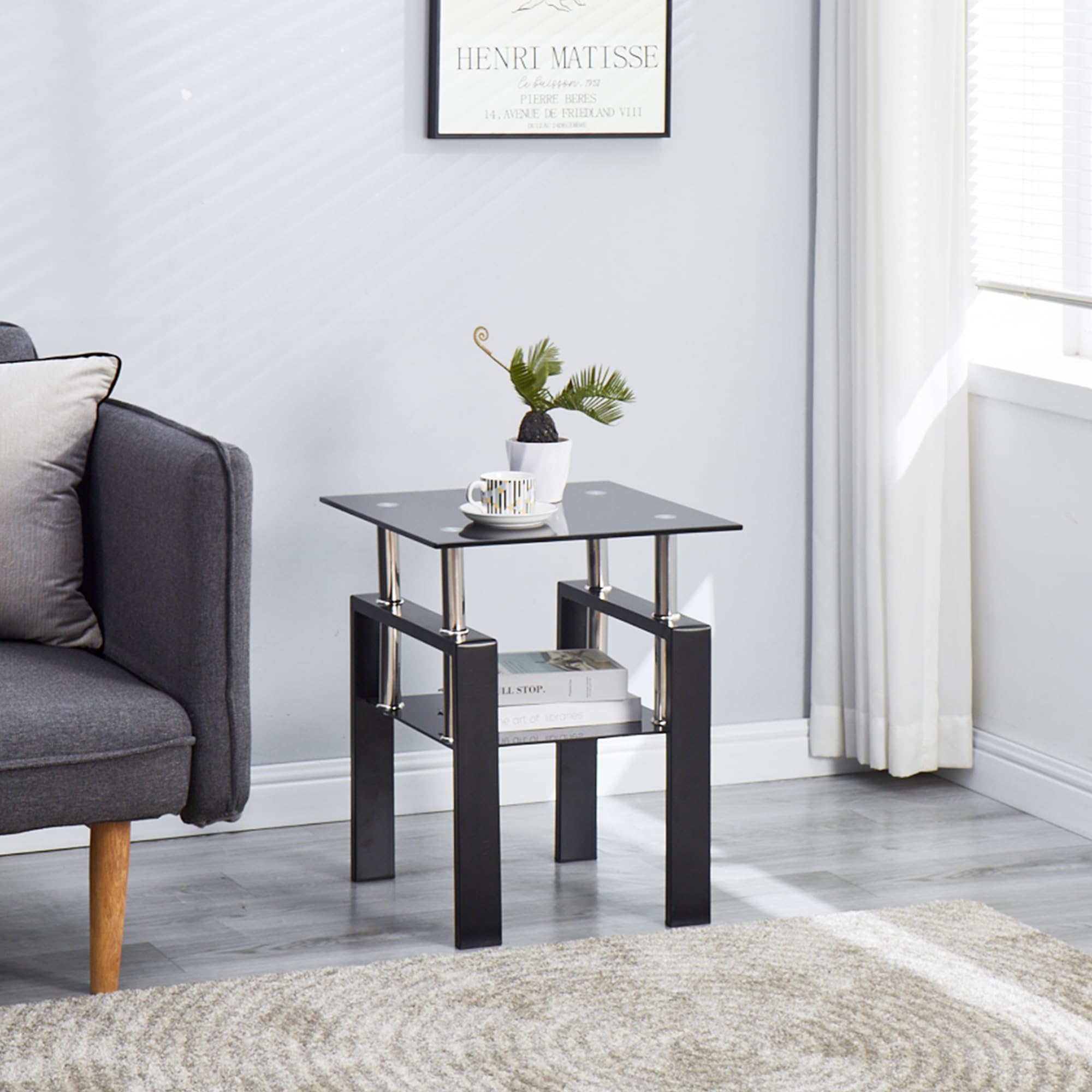 Glass Coffee Table Set of 3 with End Tables