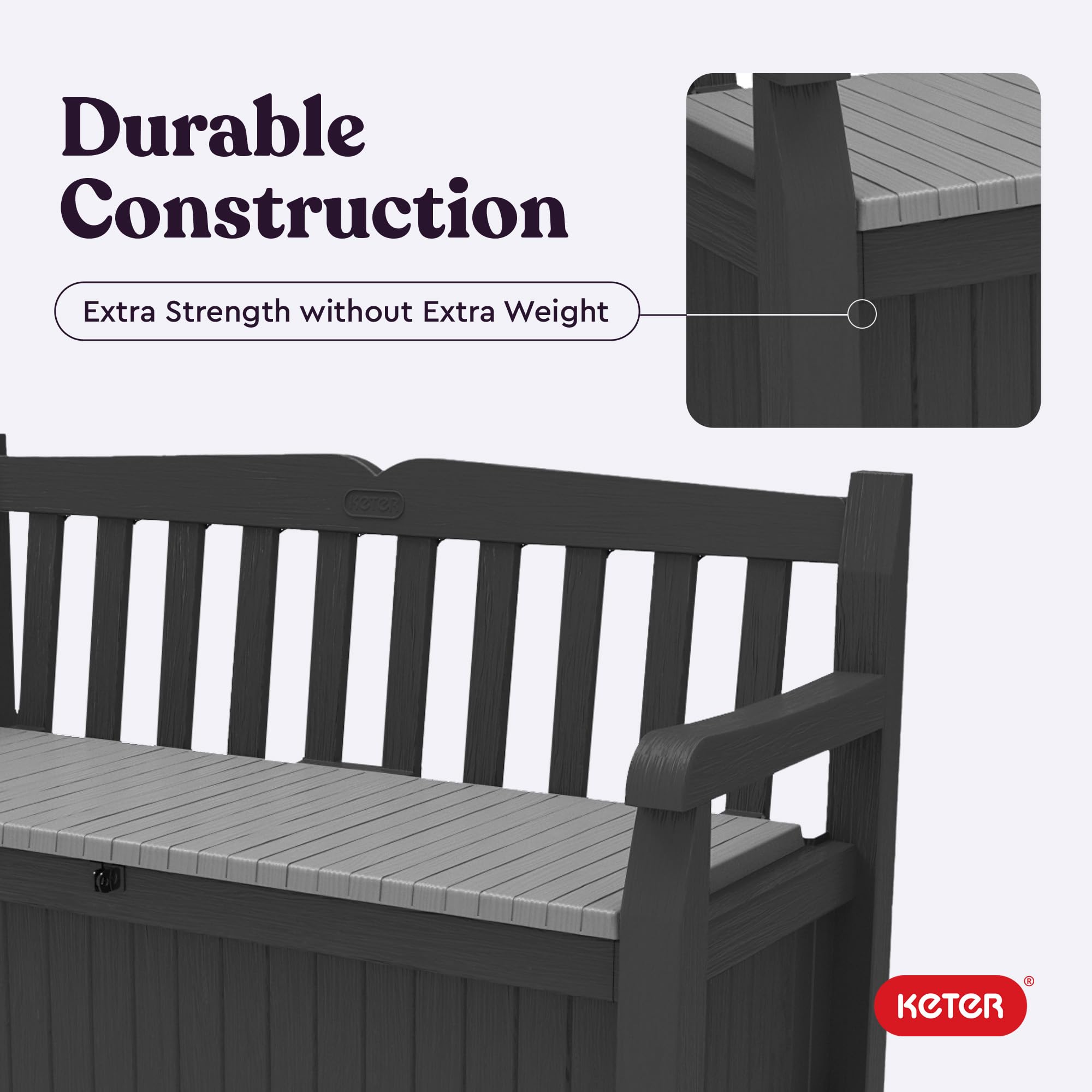 70-Gallon Outdoor Resin Storage Bench Deck Box | Seats 2-3