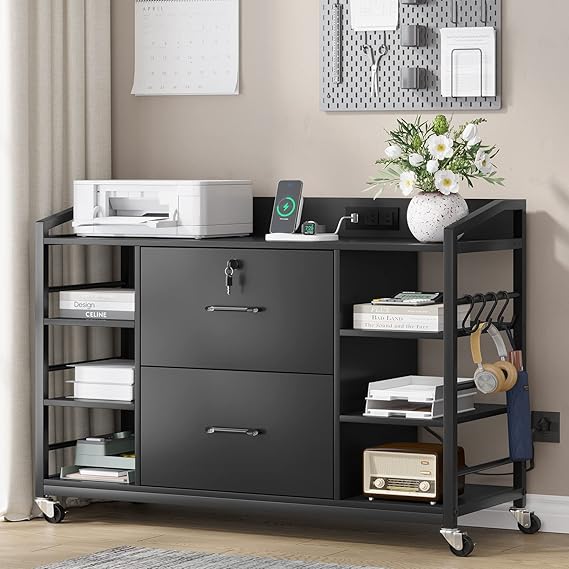 44" Lateral File Cabinet with Lock & Power Strip