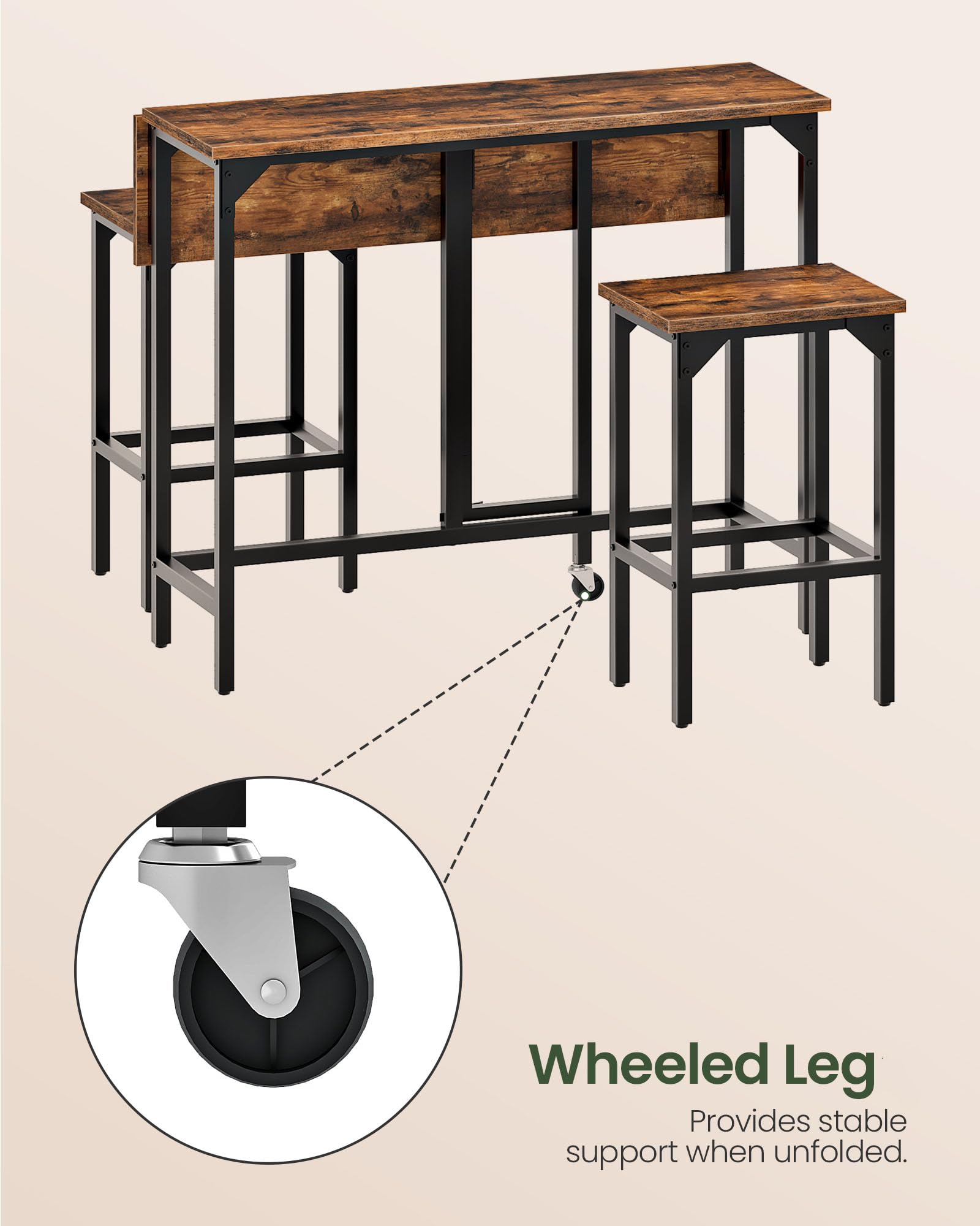Folding Bar Table & 2-Stool Set