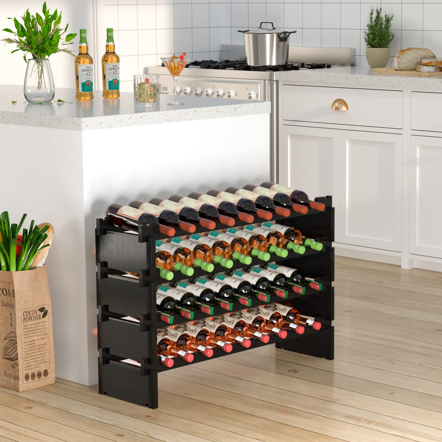 36-Bottle Bamboo Wine Rack