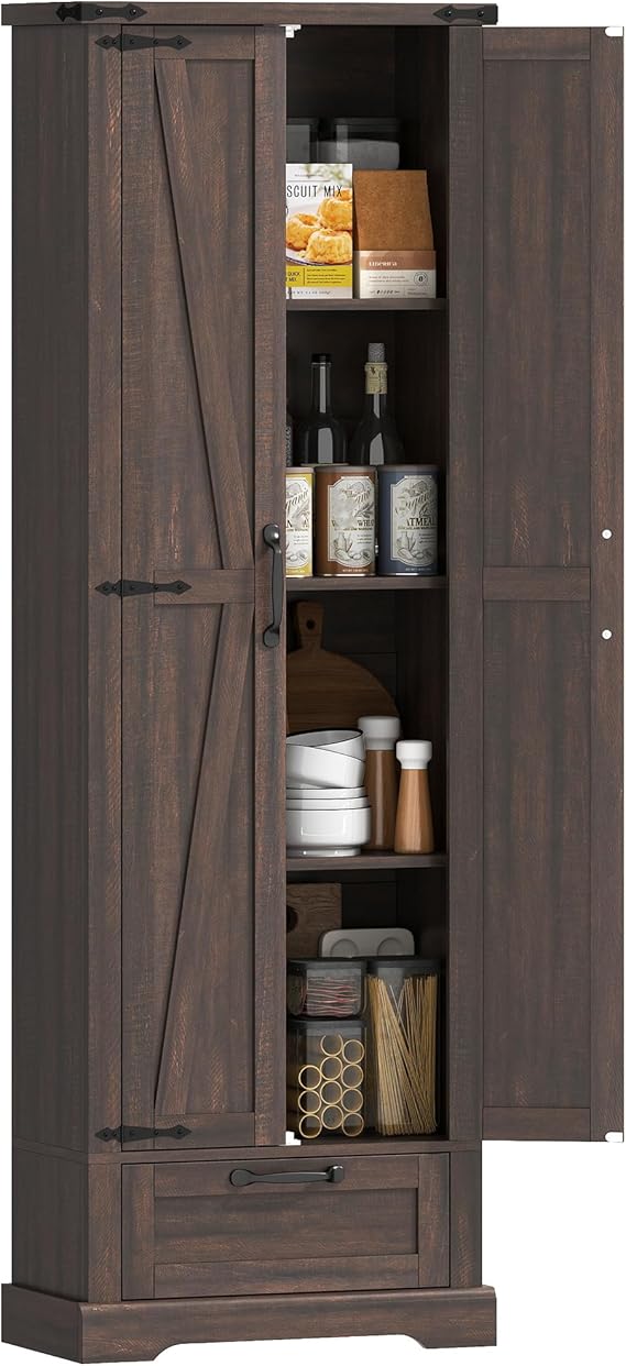 Tall Kitchen Pantry Cabinet with Barn Doors