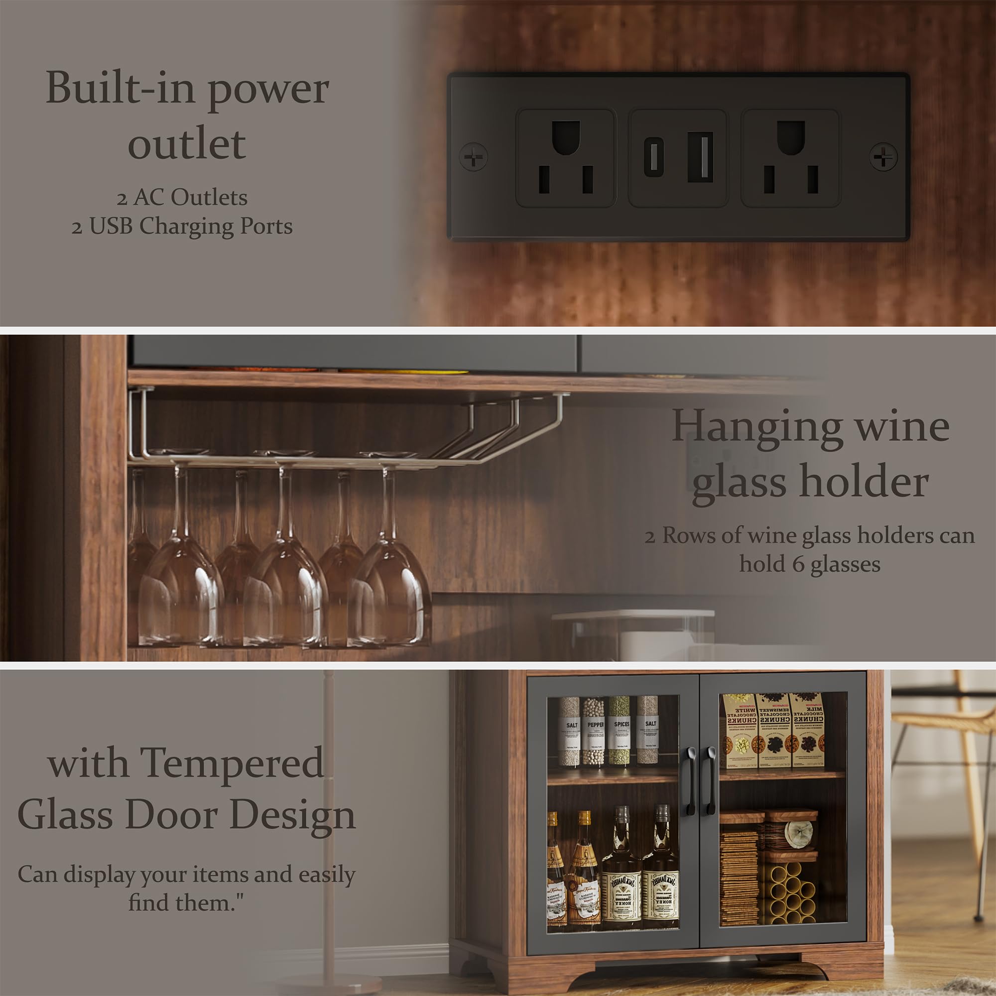 beronbaer 75" Tall Arched Pantry Cabinet with Charging Station & LED Light, Kitchen Pantry Cabinet with Microwave Stand, Drawers and Adjustable Shelf, Coffee Bar Liquor Cabinet for Dining Room