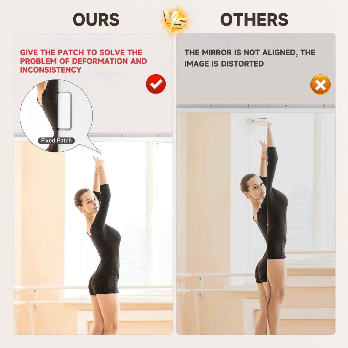 WINNICE 95"x40" 2 Pack Extra Large Home Gym Mirror Set, Full Body Wall Mounted Fitness Mirrors, 4MM Professional Grade Tempered Glass with Complete Installation Kit