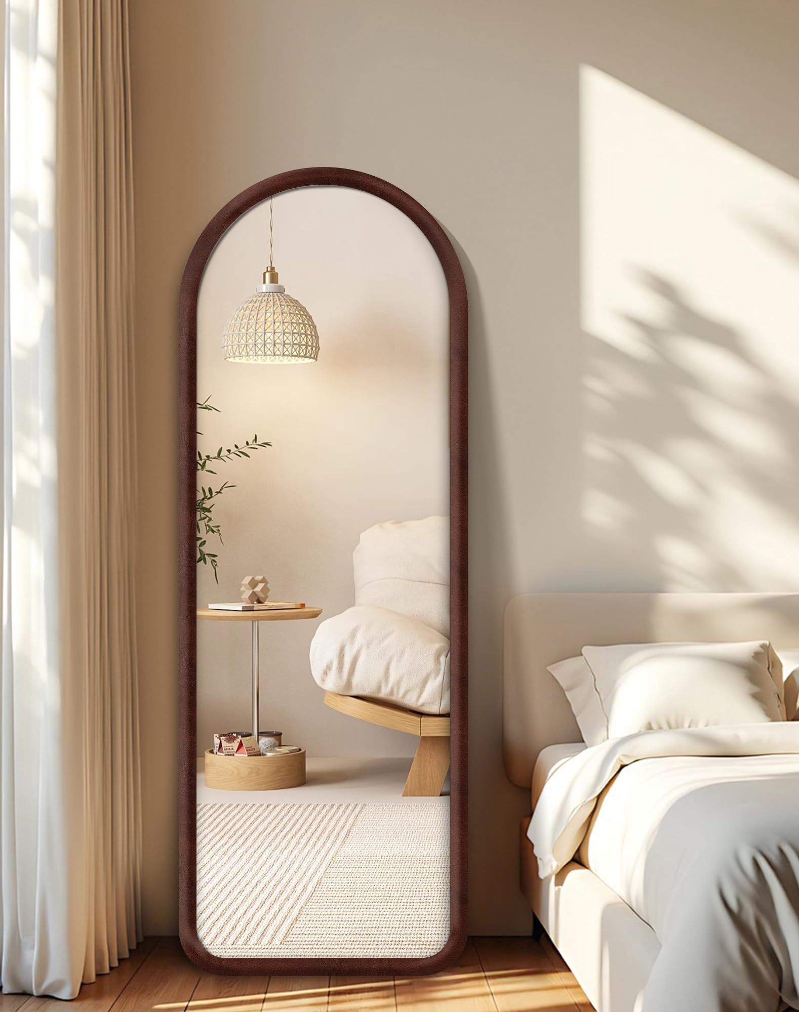 Arched Full Length Mirror with Velvet Frame