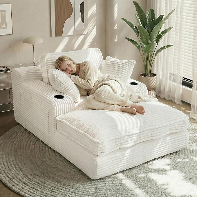 Camel Faux Fur Chaise Lounge