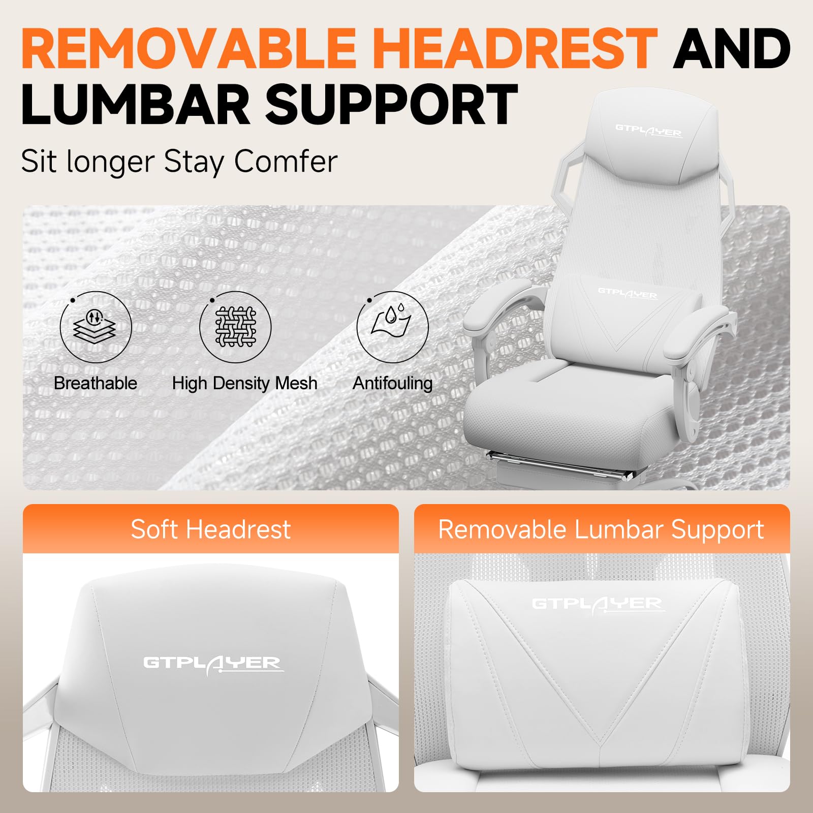 Ergonomic Mesh Gaming Chair with Footrest