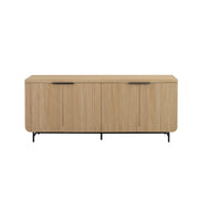 Walker Edison Reema Fluted 4-Door Kitchen Sideboard Buffet Console, 69 Inch, Coastal Oak