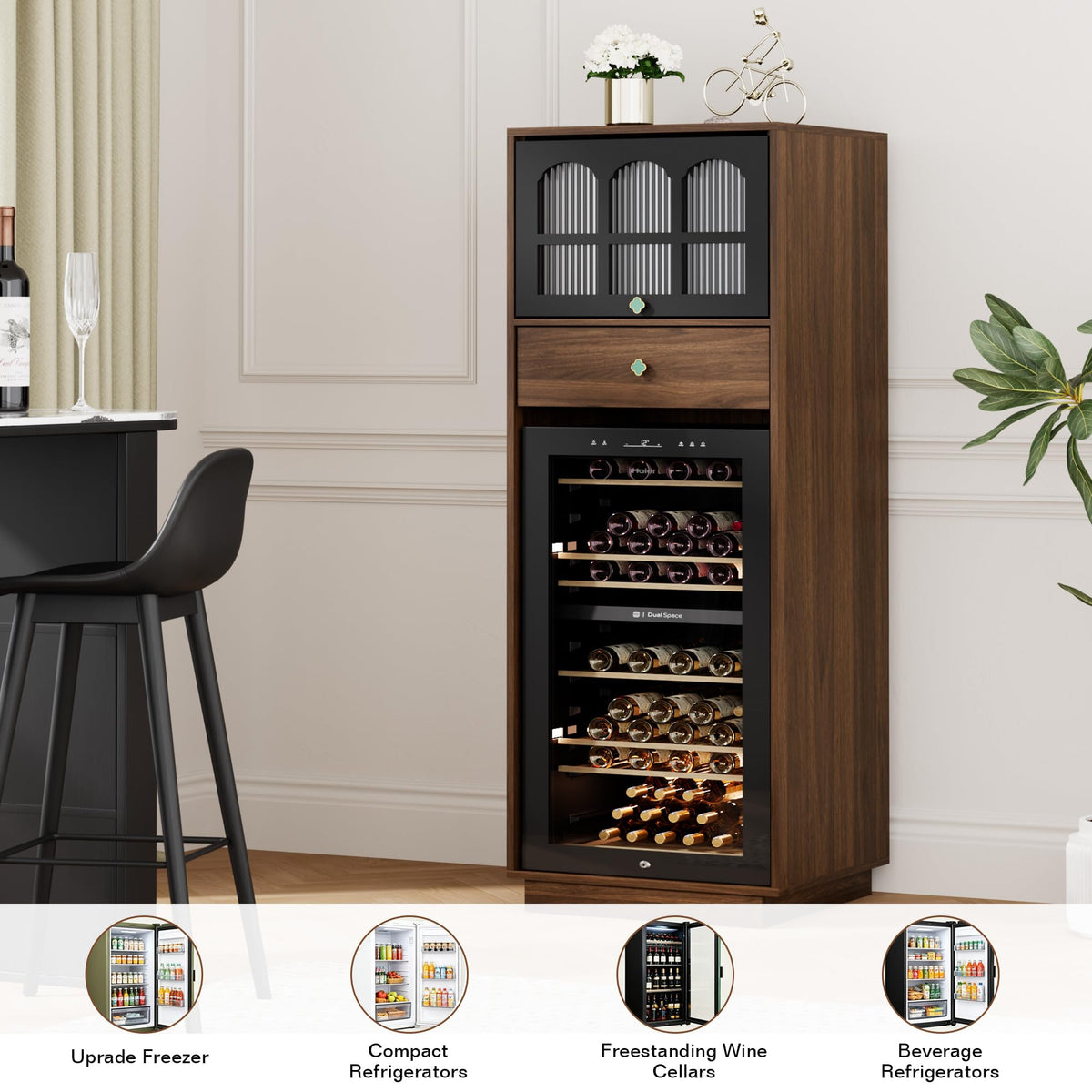 Bar Cabinet with Mini Fridge Space