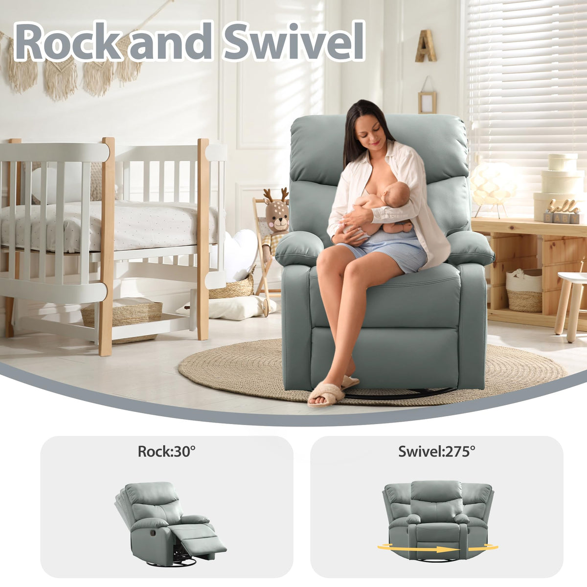 Genuine Leather Swivel Rocker Recliner