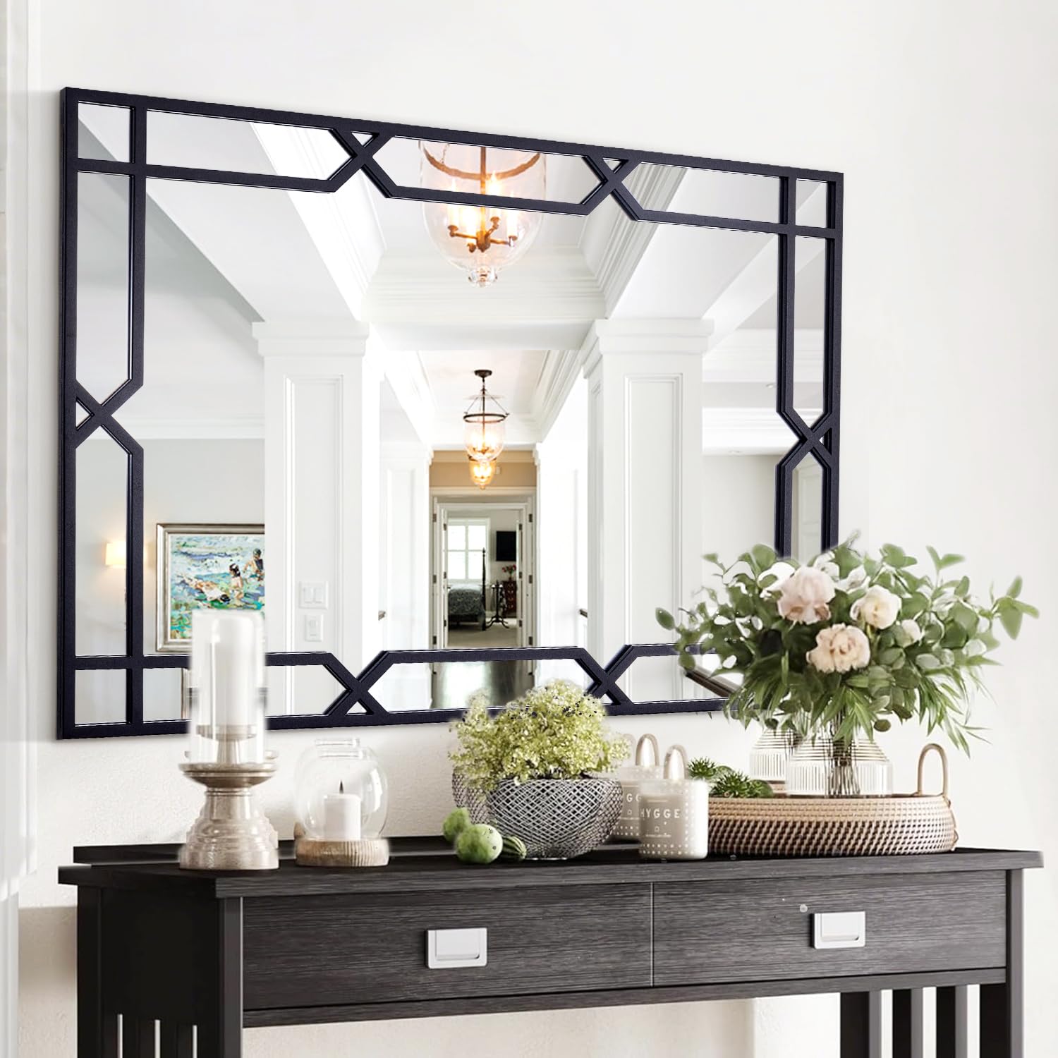 Large Rectangle Wall Mirror – Black Metal Frame