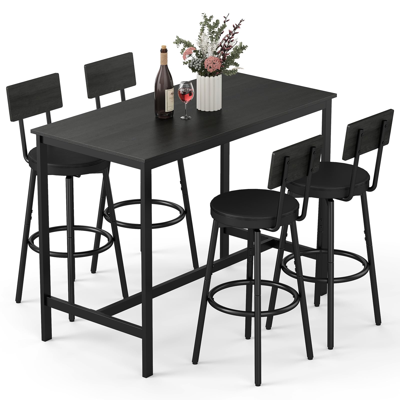 5-Piece Counter Height Bar Table Set for 4