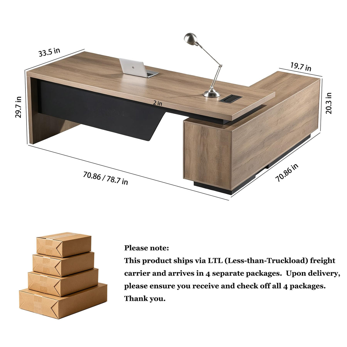 Retractable L-Shaped Executive Desk