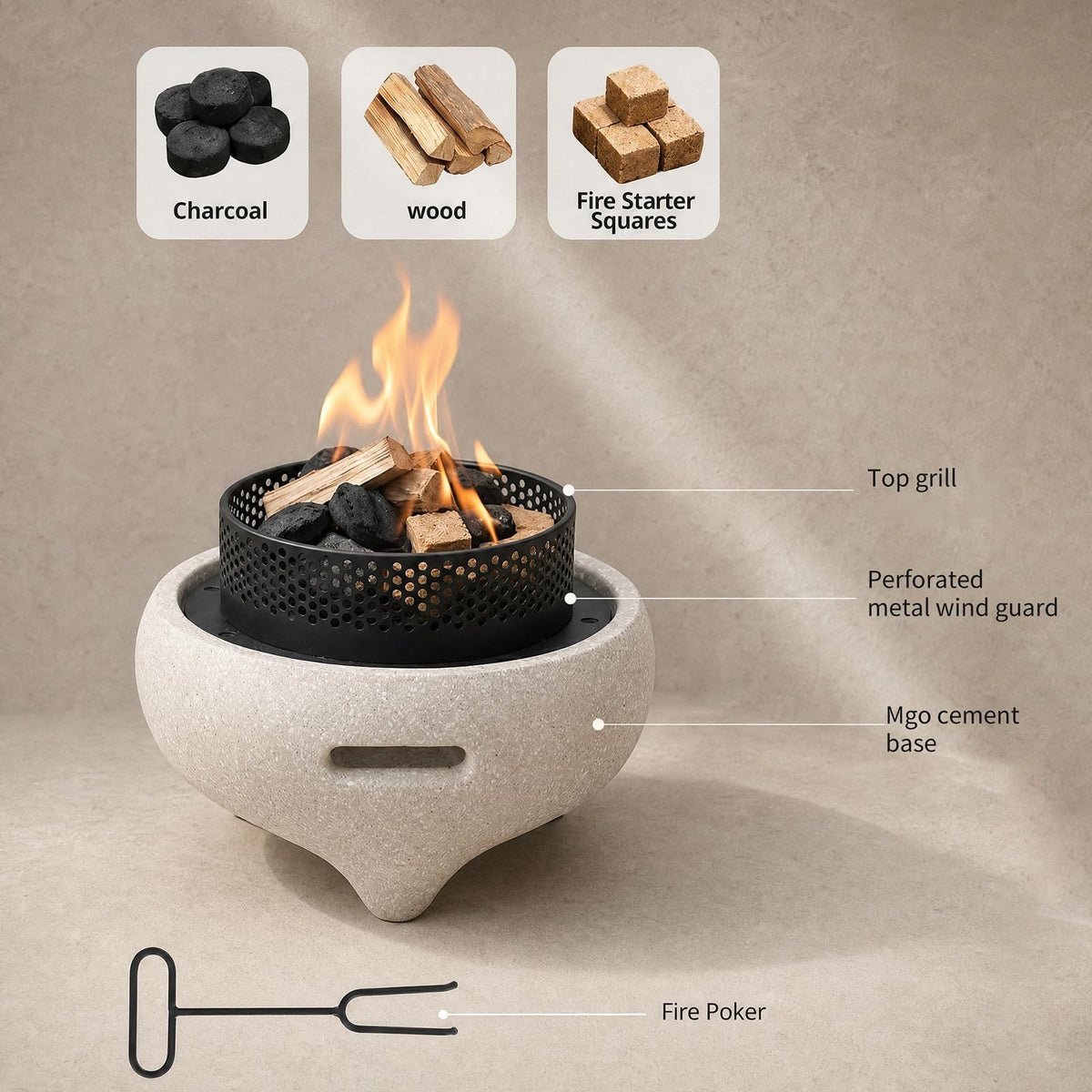 Fengblaze Tabletop Fire Pit Outdoor Safer Burning Mini Fireplace 11.81"