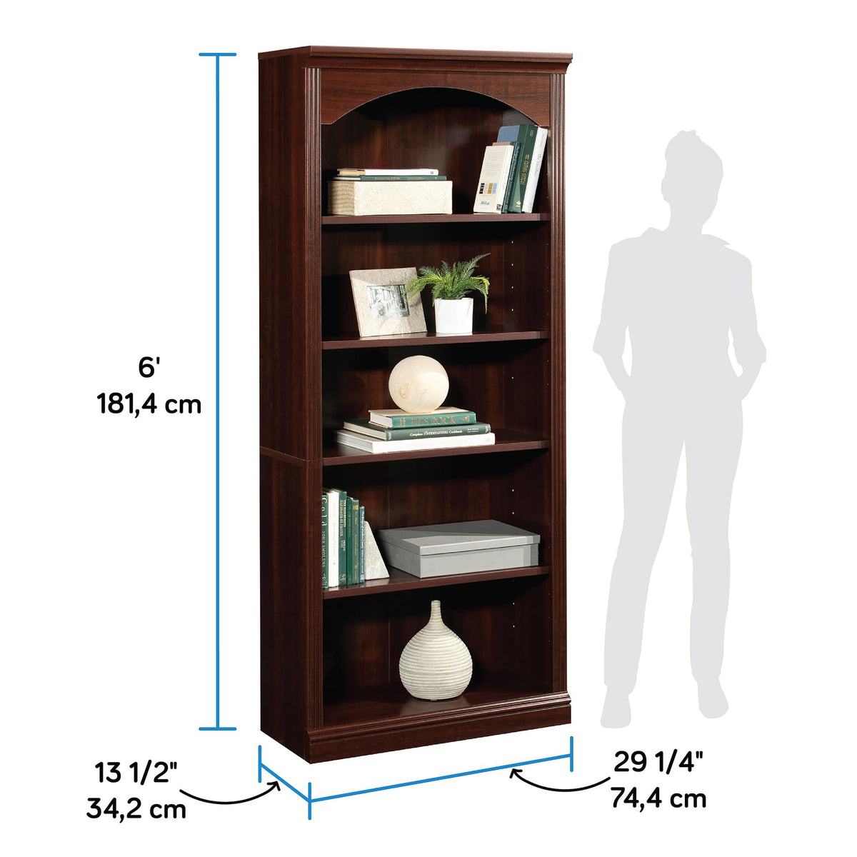 Cherry 5-Shelf Bookcase