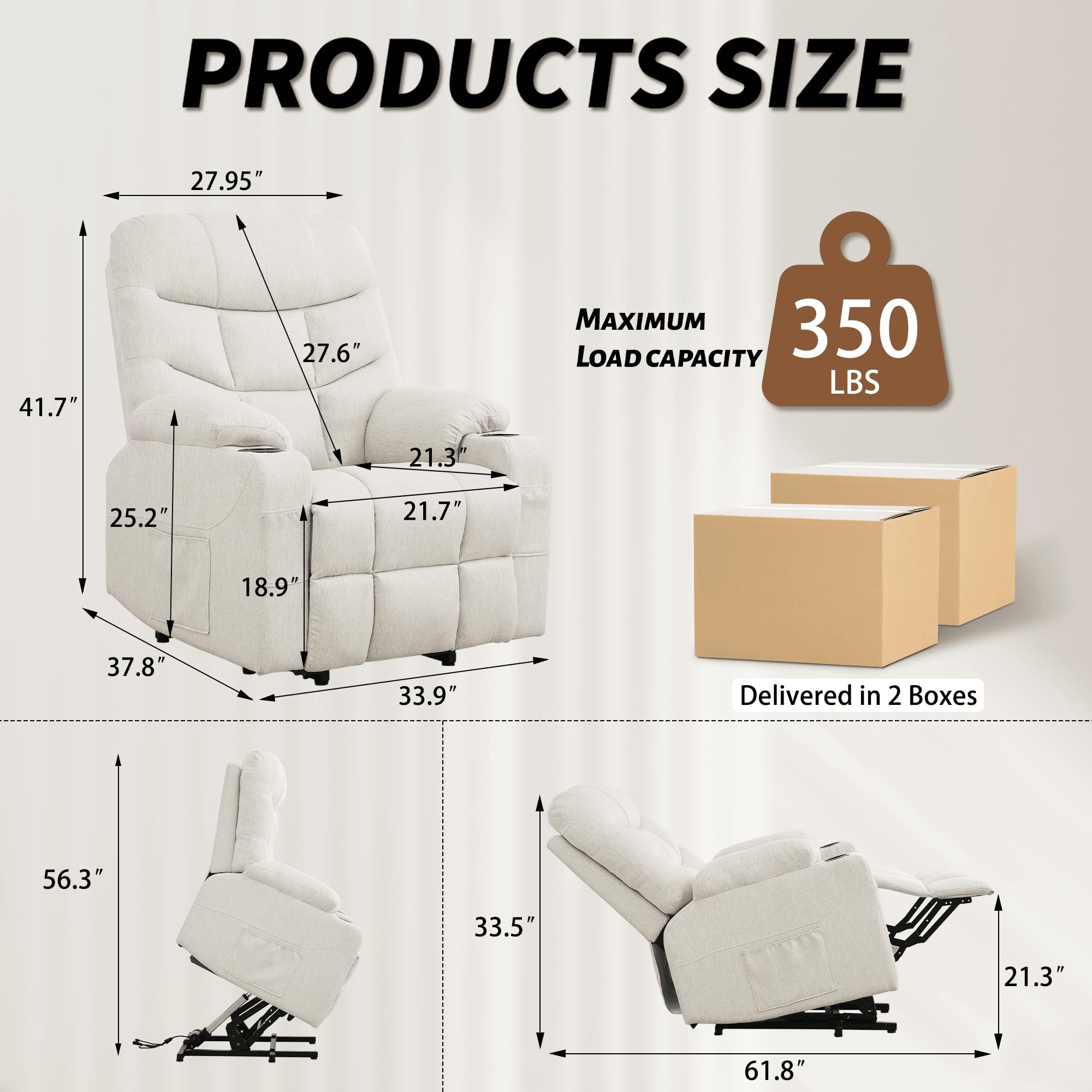 Korser Power Recliner Chair with Massage and Heating, Power Lift Recliner Chair for Elderly and Adults, Electric Recliner with Remote Control and Cup Holders for Living Room