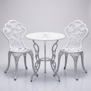 GXOUTAL 3-Piece Cast Aluminum Outdoor Bistro Set, All-Weather Outdoor Table and Chairs Set of 2 with Umbrella Hole for Balcony, Backyard, Deck, Garden (Rose White)