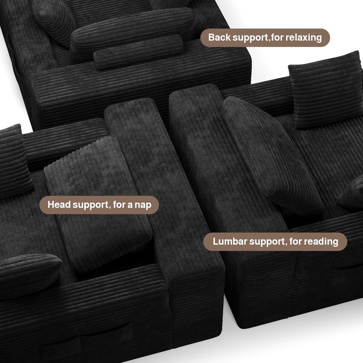 Black Corduroy Chaise Lounge