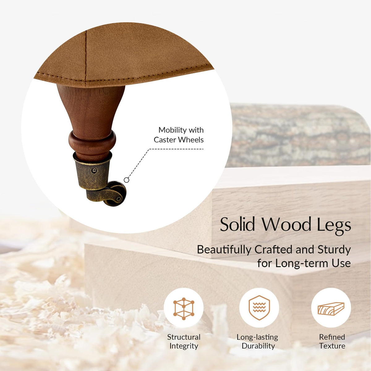 Camel Round Leather Ottoman