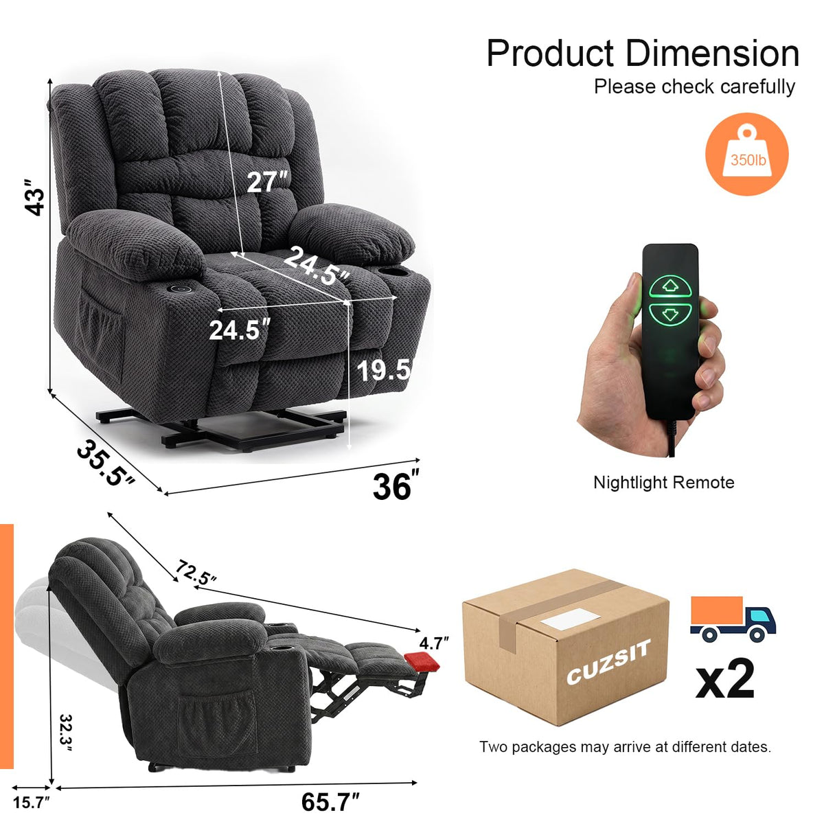 Wide Power Lift Recliner