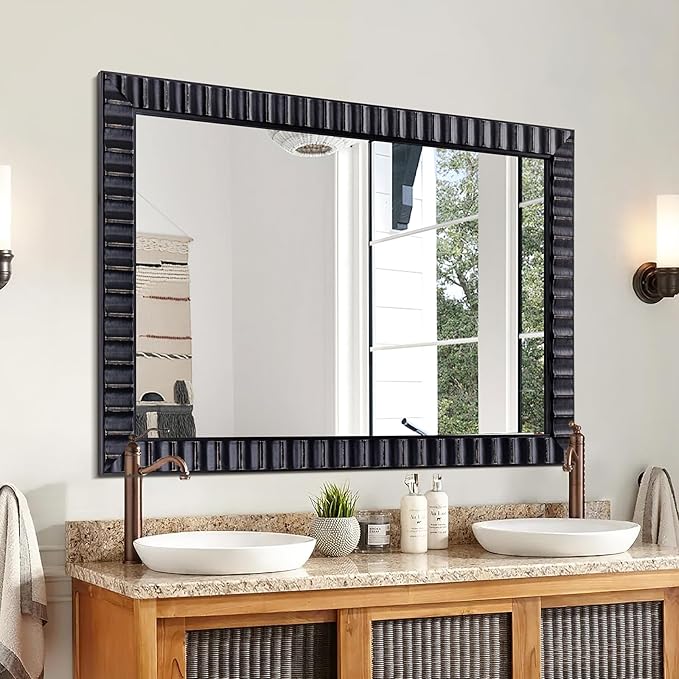 Rectangular Wood Frame Wall Mirror