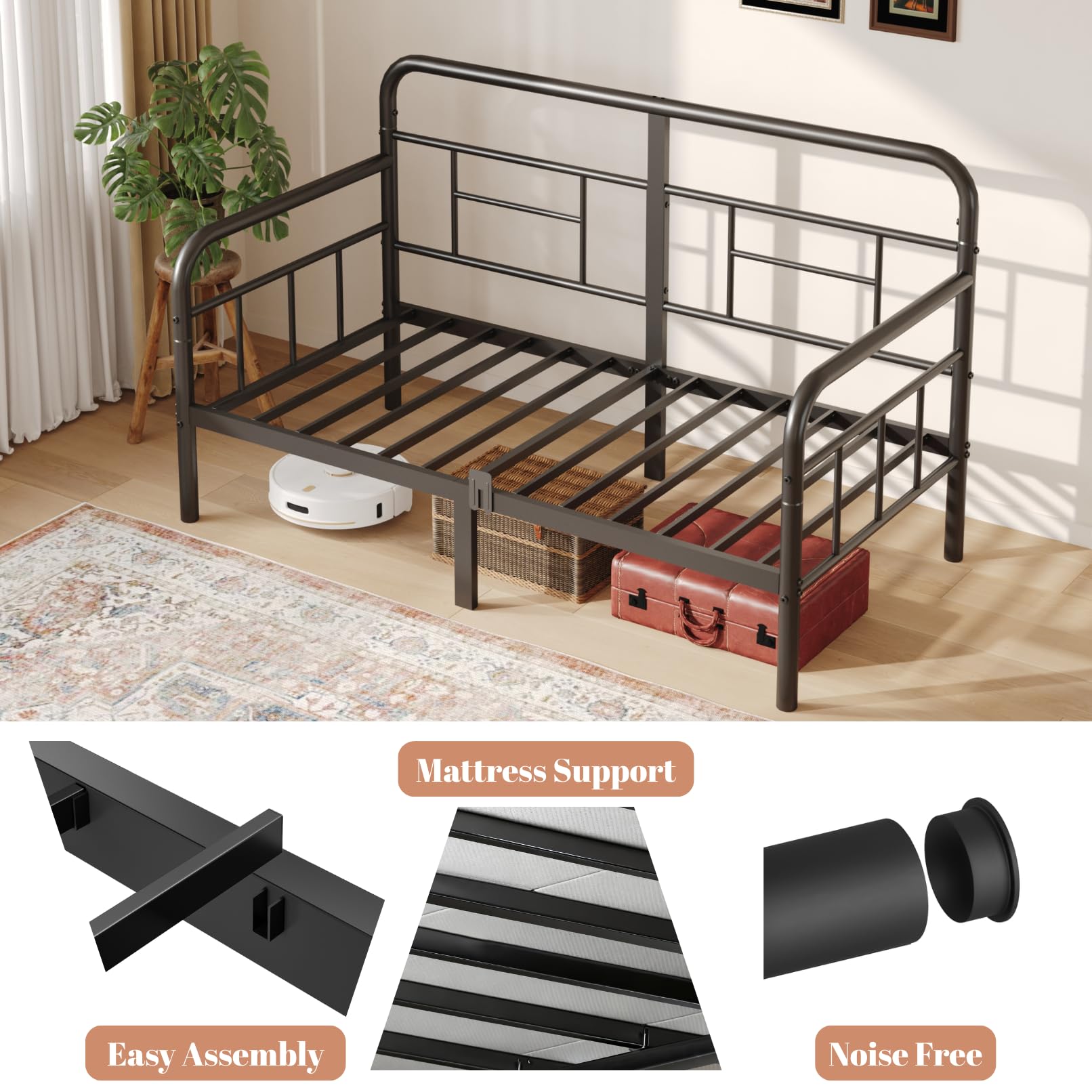 Twin Metal Daybed Frame with Storage