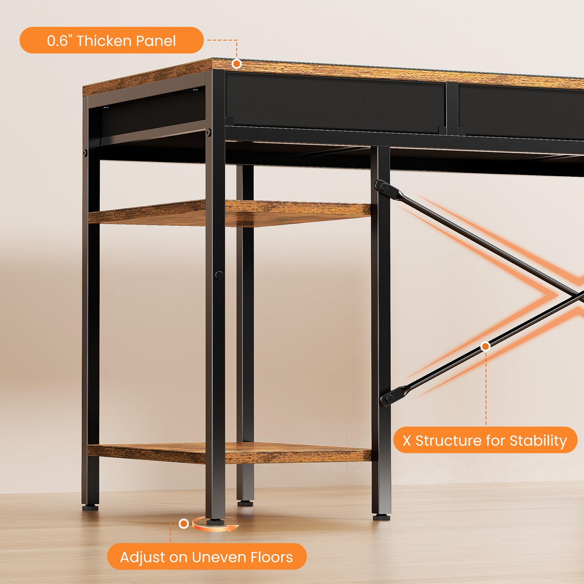 Computer Desk with 6 Drawers