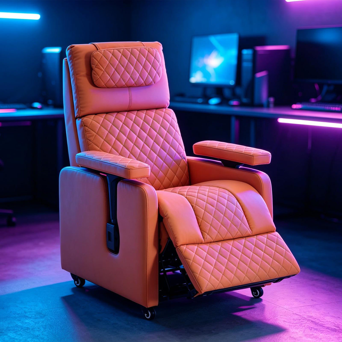 Seanrum Gaming Sofa Recliner with Lockable Wheels, 300LBS, Headrest