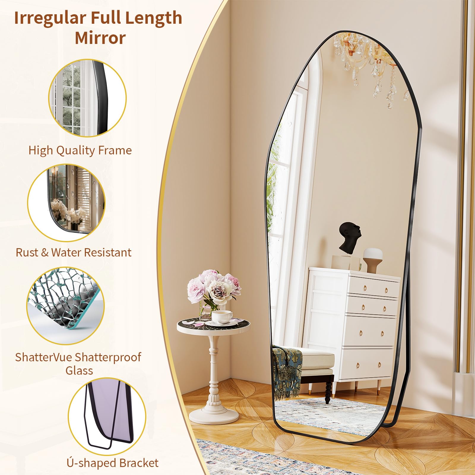 Irregular Full Length Floor Mirror
