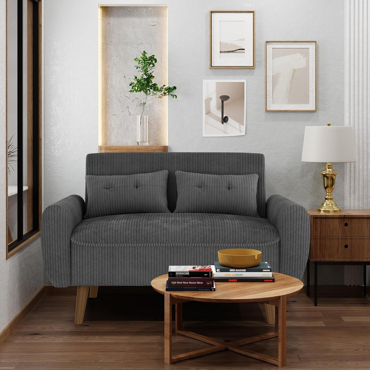 Compact Fabric Loveseat