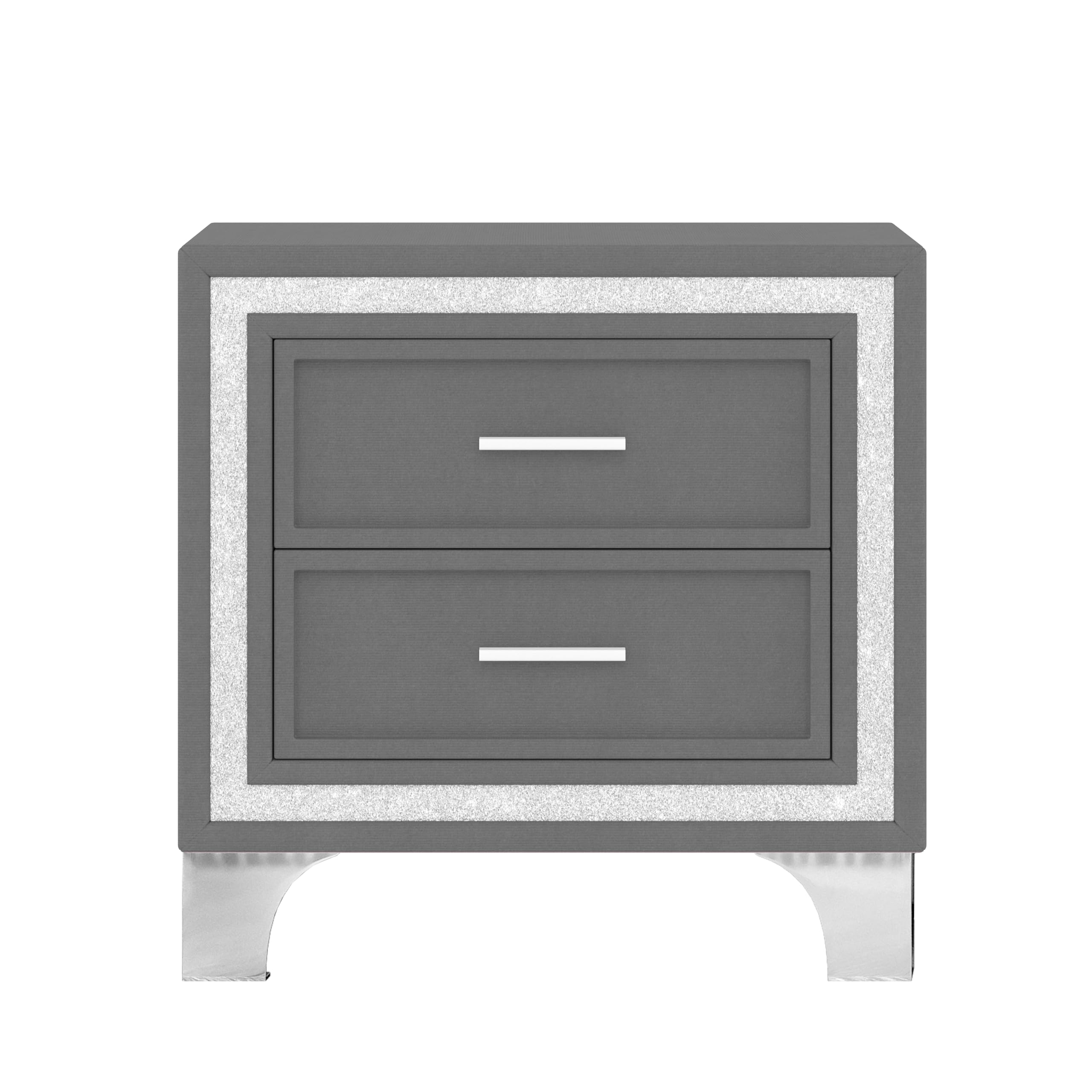 Queen Upholstered Platform Bed with LED & 2 Nightstands