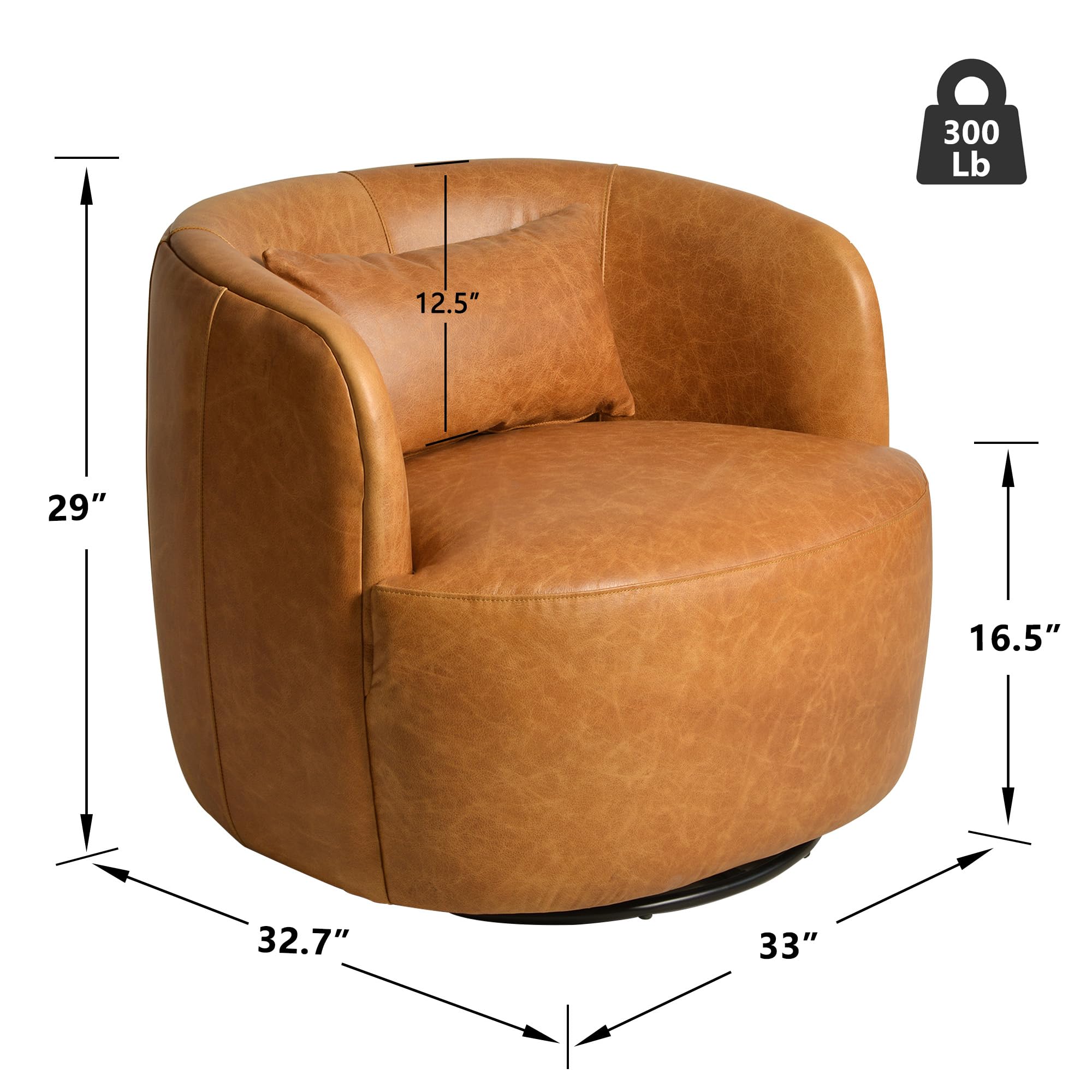 Leather Swivel Barrel Accent Chair, Set of 2