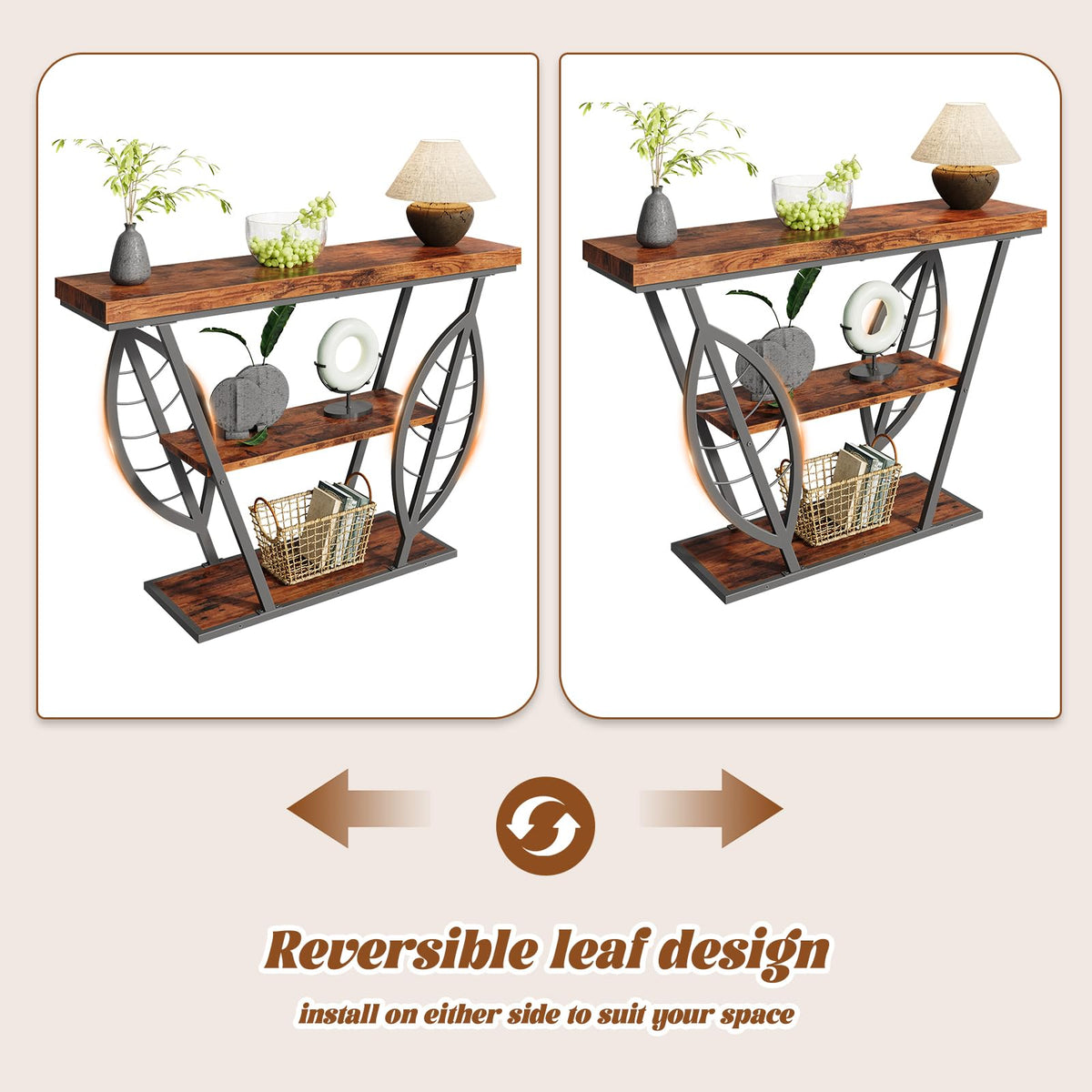 3-Tier Leaf Console Table