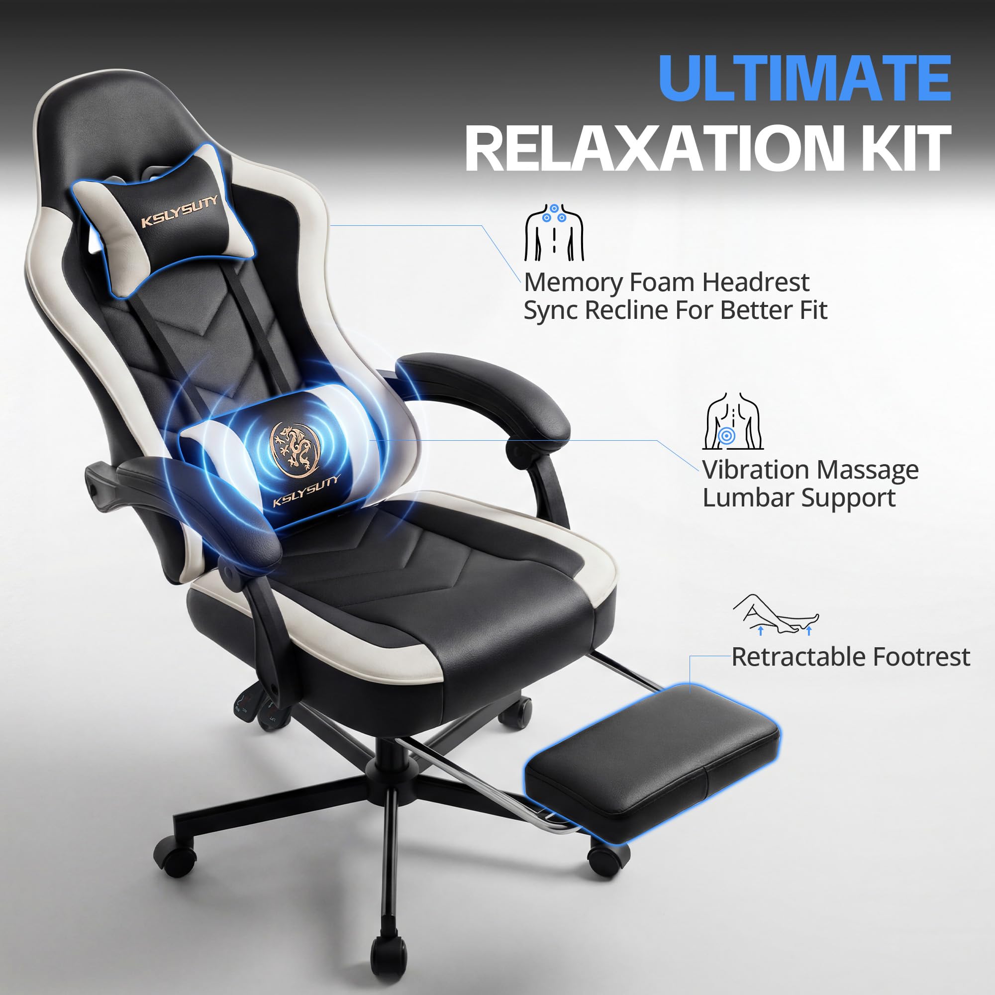 Ergonomic Gaming Chair with Footrest & Lumbar Support
