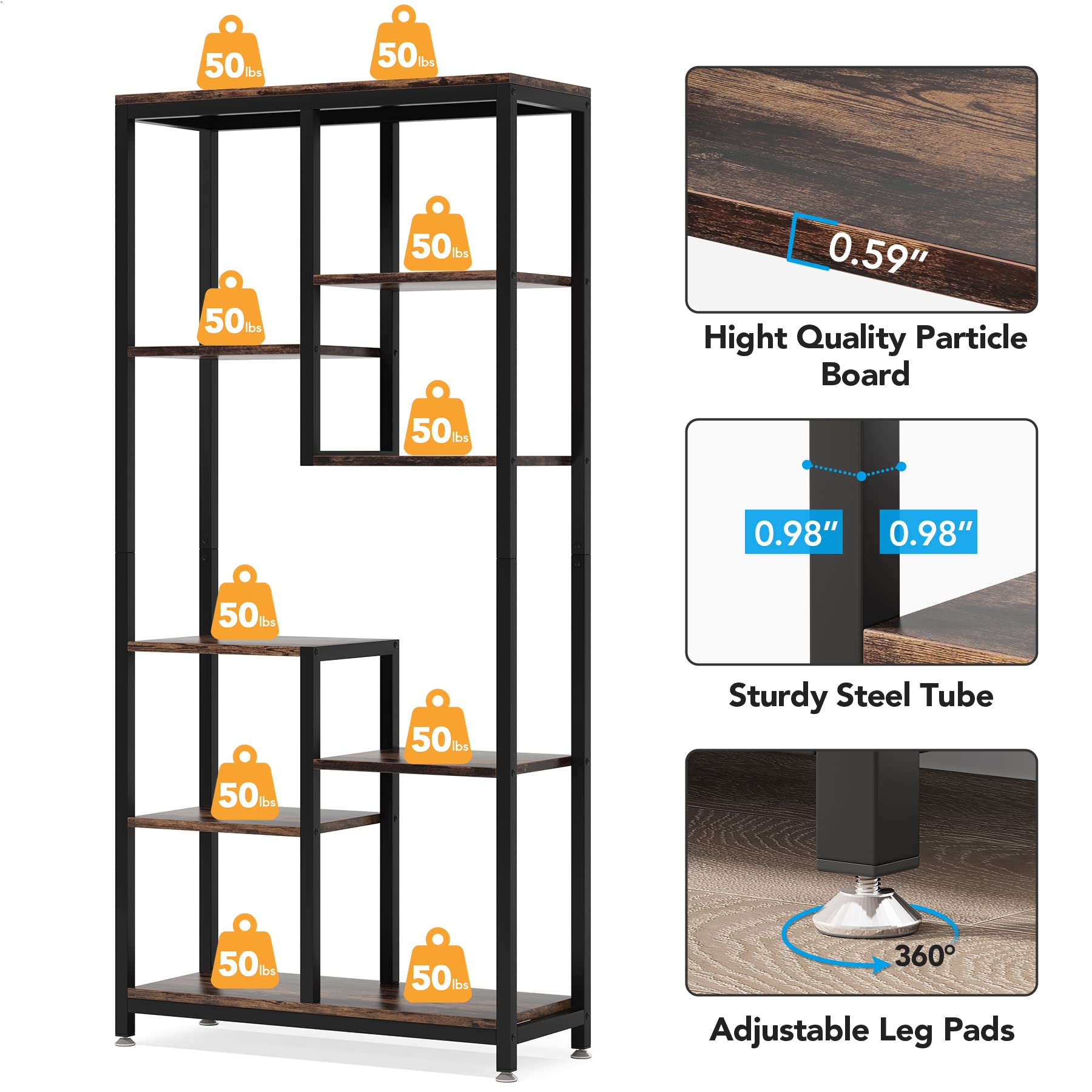 8-Shelf Industrial Bookcase