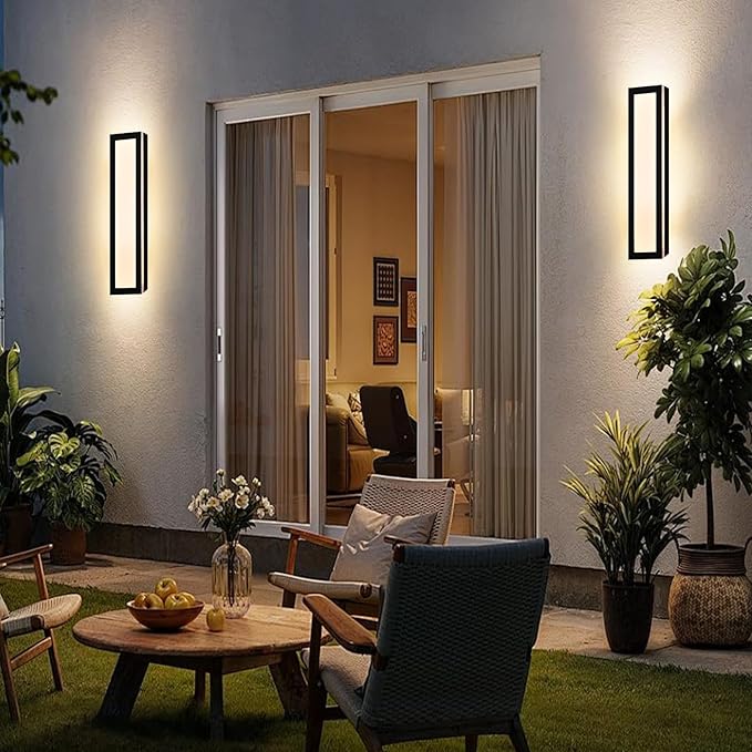 Long Outdoor LED Wall Sconce – 2 Pack, Dimmable 5CCT Linear Light