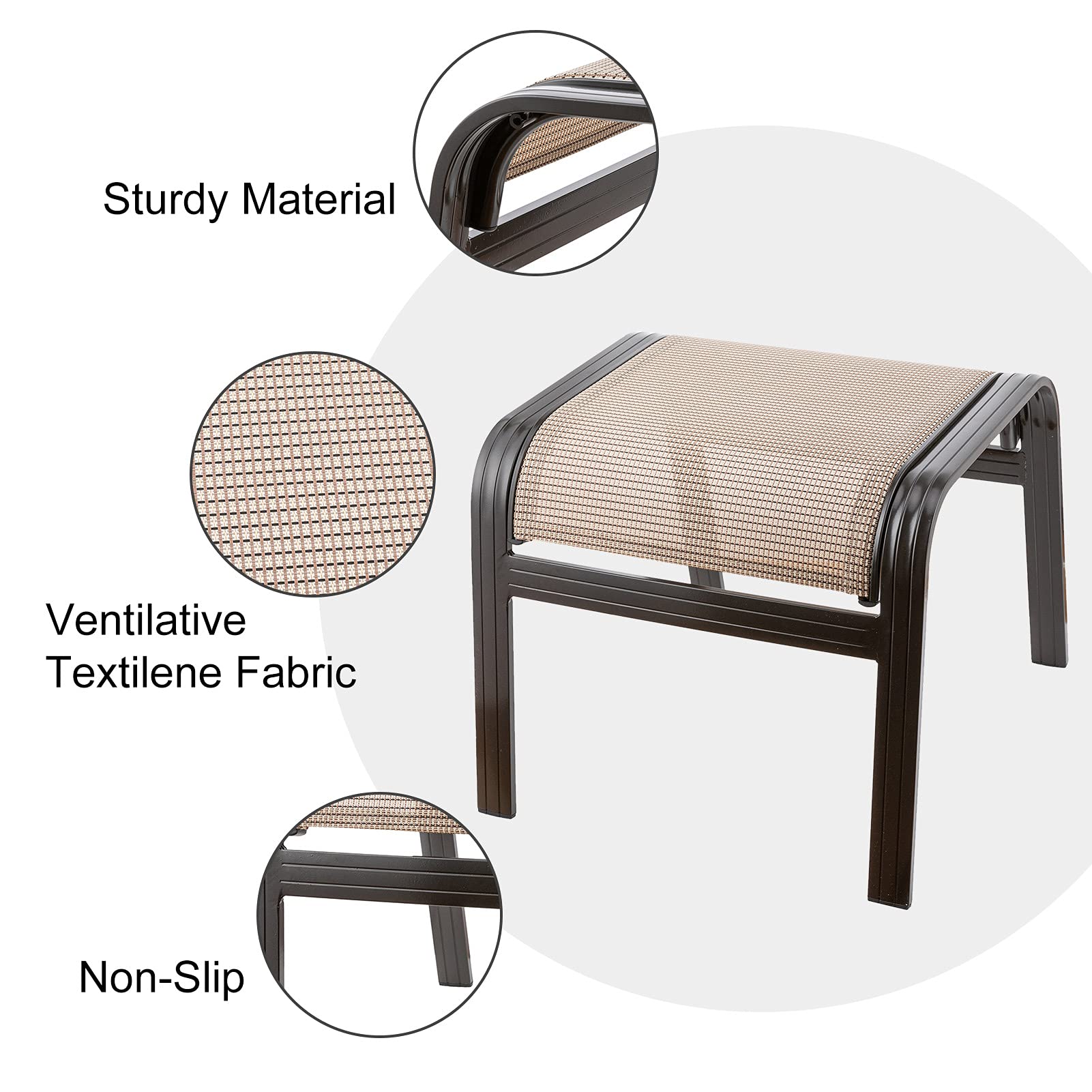 Blacky Rabbit Outdoor Footstools Metal Patio Chairs Outdoor Ottoman Furniture Outside Footrests Small Seat Set of 2 for Garden,Balcony,Lawn, 22 inches *20 inches *17 inches