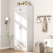 Wardrobe Armoire with Drawers & Hanging Rod