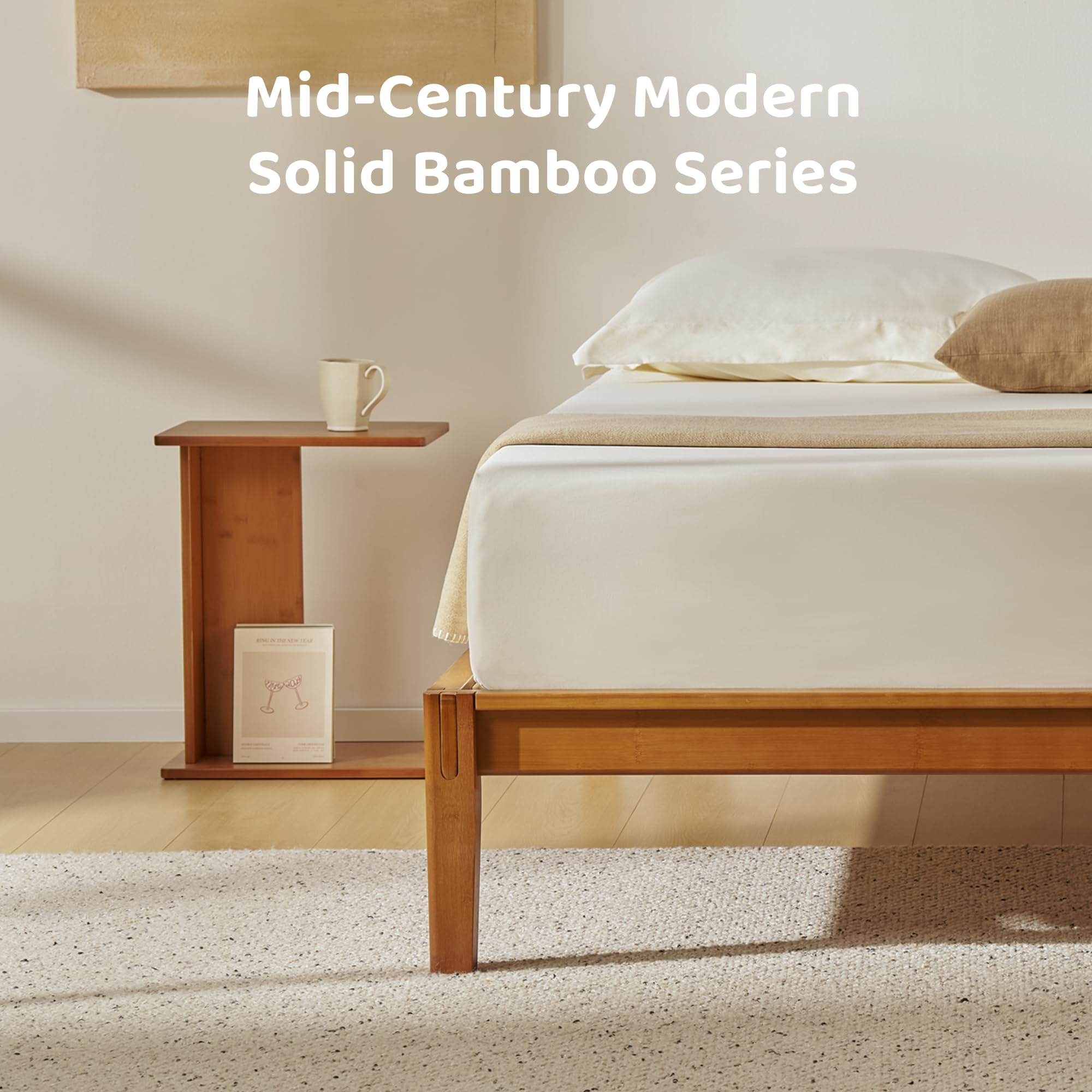C-Shaped Bamboo End Table Set of 2