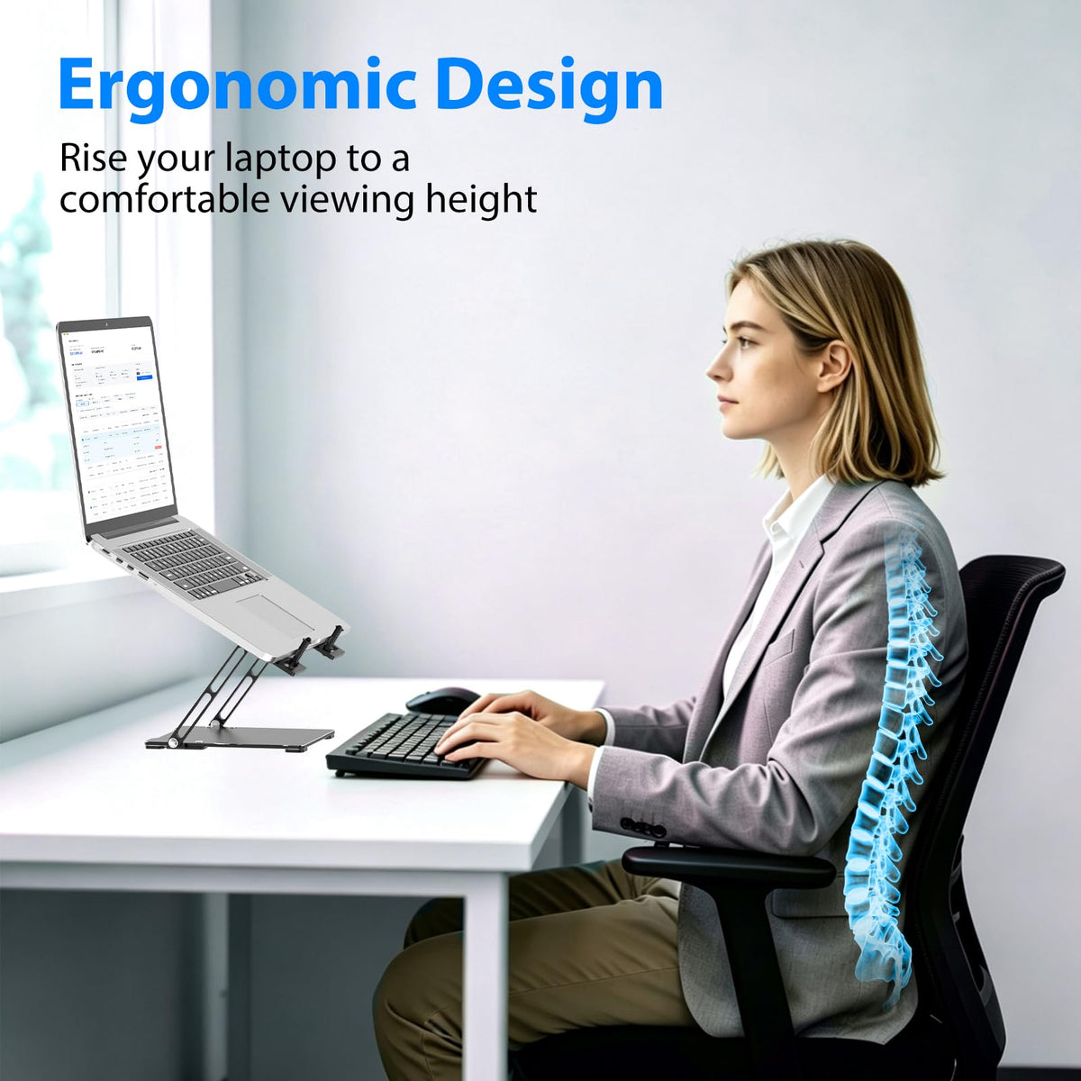Gogoonike Ultra-Thin Laptop Stand for Desk, Adjustable Laptop Riser