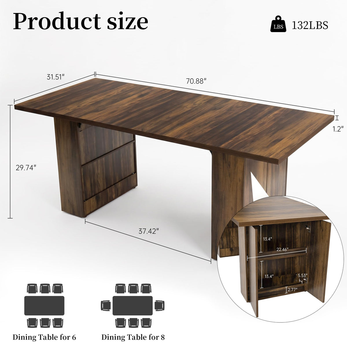 Farmhouse Dining Table with Storage