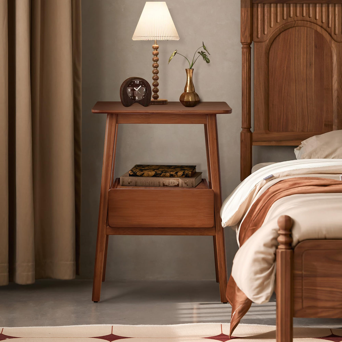 Bamboo Nightstand with Drawer