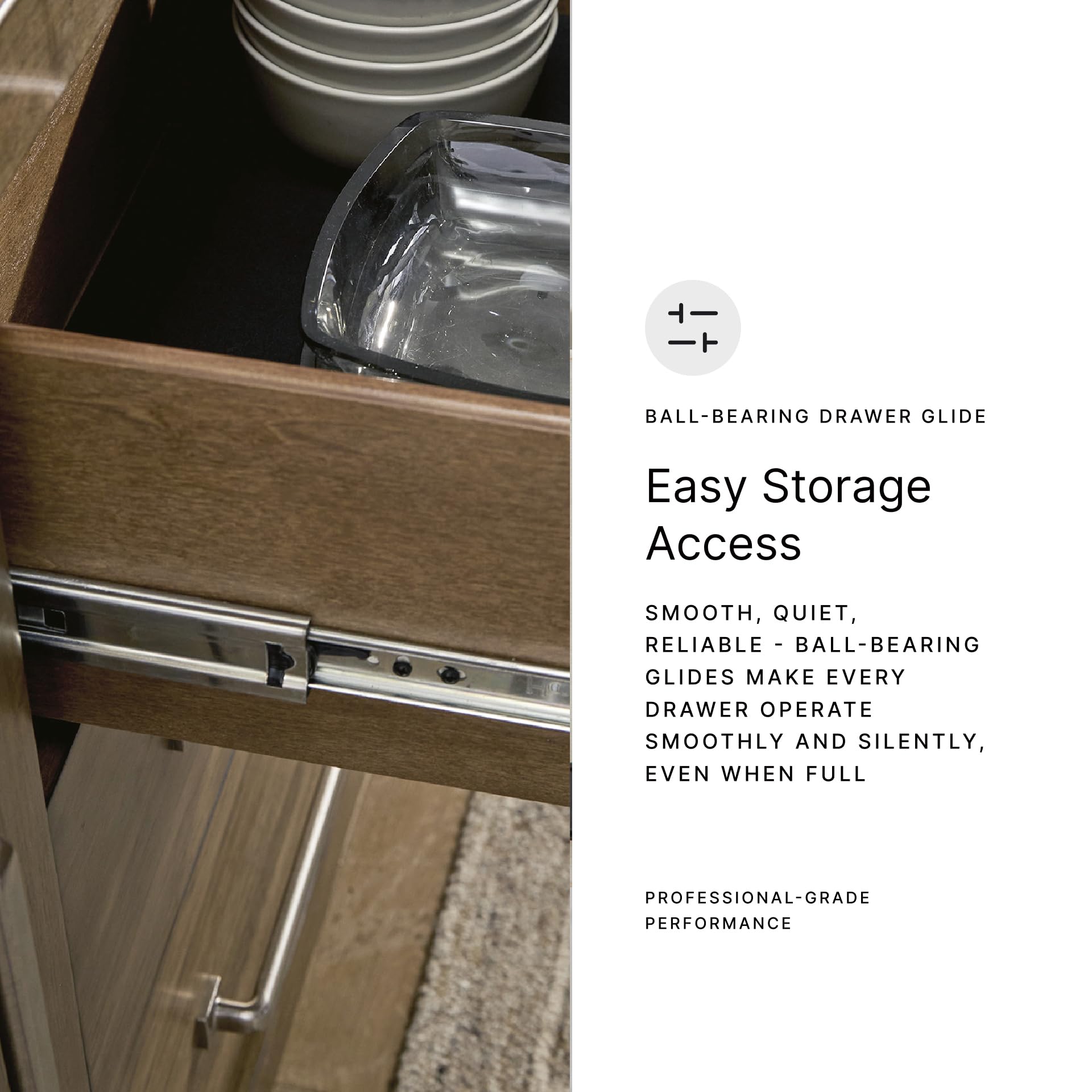 Signature Design by Ashley Cabalynn Farmhouse Glazed 2-Door Dining Server with Adjustable Shelves and 3 Drawers, Light Brown