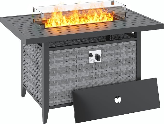 Rattan Propane Fire Pit Table