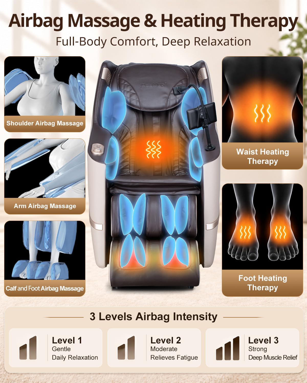 iBooMas Massage Chair Full Body Zero Gravity Upgrade 55“ SL-Track Recliner