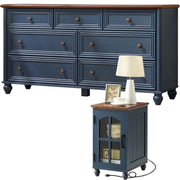 7-Drawer Dresser & Nightstand Set with Charging Station