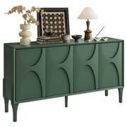 SZTHHDF 59" Sideboard Buffet Cabinet with Storage, Mid-Century Modern Storage Cabinet Accent Buffet Sideboard with Adjustable Shelves & Solid Wood Legs Large Credenza for Living Room (Green)