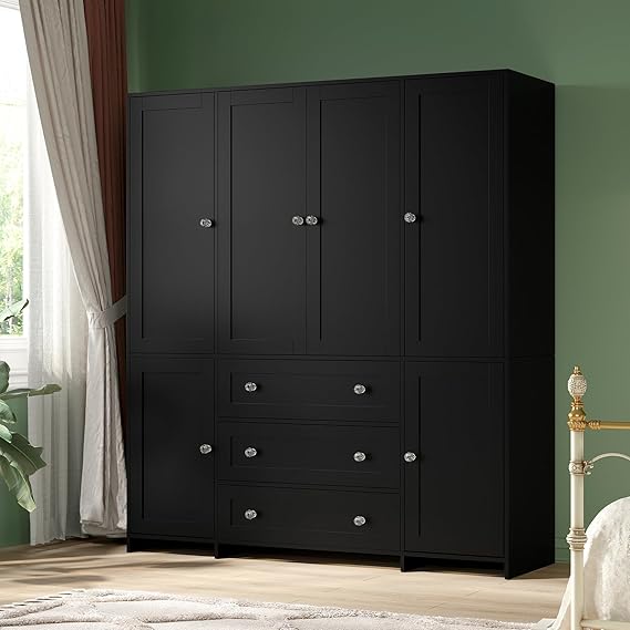 Wardrobe Closet with Mirror & Drawers